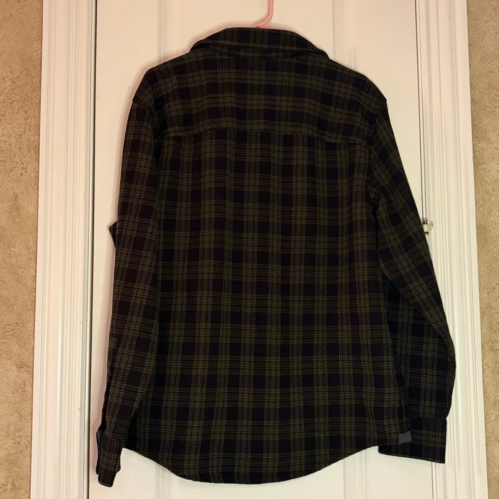 UNTUCKit Men’s Heavy Plaid Button Front Shirt Jacket Green and Black Large - Picture 6 of 10